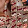 Red Bow Drop Earring For Women Temperament Heart Flocking Bowknot Earring Girls New Year Festival Jewelry