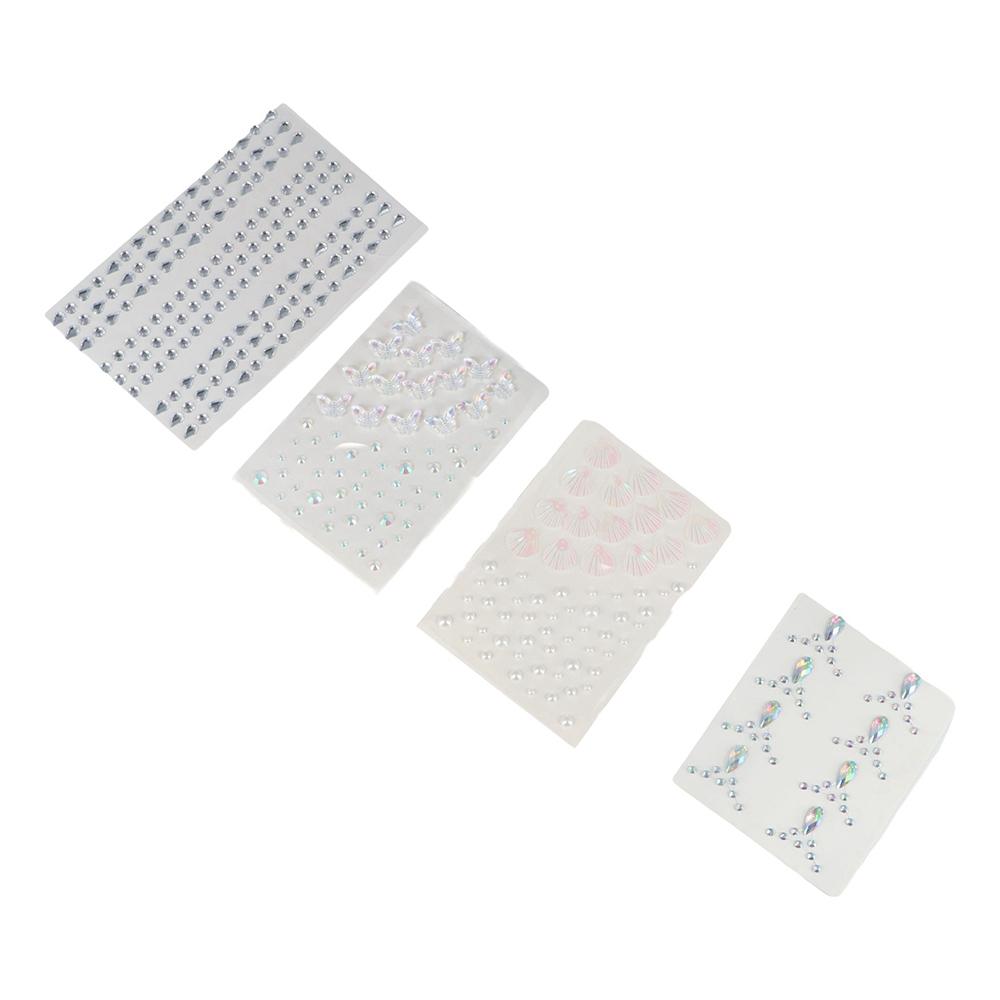 Модные 3D наклейки-украшения для лица, смешанные блестки, пайетки, стразы, цветные бриллианты для тела, разноцветные