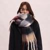 Mohair Plaid Wool Scarf Plush Long Shawl Fashion Winter Cashmere Scarves  Autumn Winter