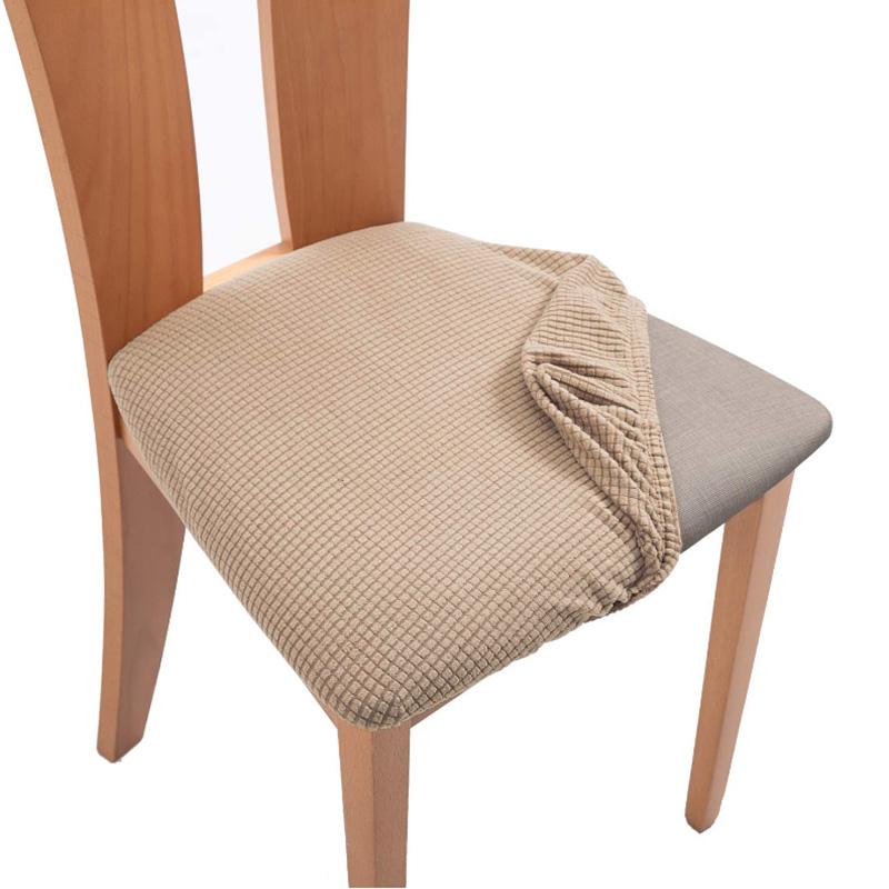 Spandex Jacquard Chair Cushion Cover Dining Room Upholstered Cushion Solid Chair Seat Cover Without Backrest Furniture Protector
