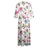Women's Fashion Floral Printed Lapel Buttoned Seven-Point Sleeve Dress With Tie-Downs