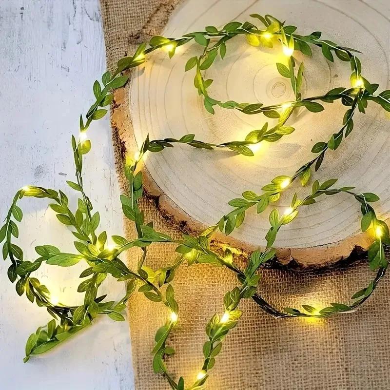 Outdoor Tiny Leaf LED Copper Wire Fairy String Lights Garland Christmas Decorations for Home New Year Wedding Garden Street Lamp