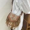 Tassel Design Retro Bag Women'S Fashion Shoulder Messenger Bag Going Out Casual Tassel Bag Saddle Bag