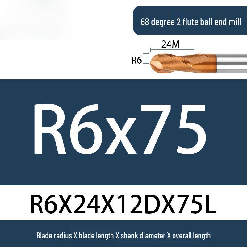 Tungsten Steel Ball Nose End Mill, 68° & 65° CNC Alloy, Extended Reach Cutter
