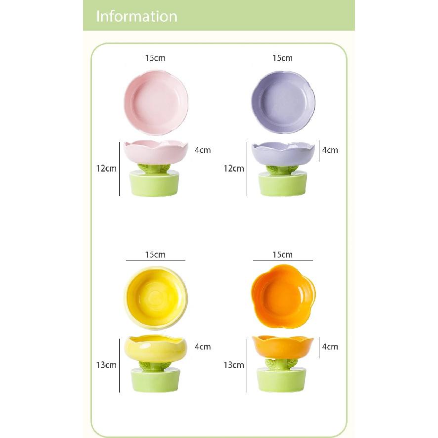 Flower Shape Ceramic Elevated Cat Bowl Puppy Dog Food Water Snack Bowl For The Cat Raised Cat Dish Feeder Drinker Pet Supplies