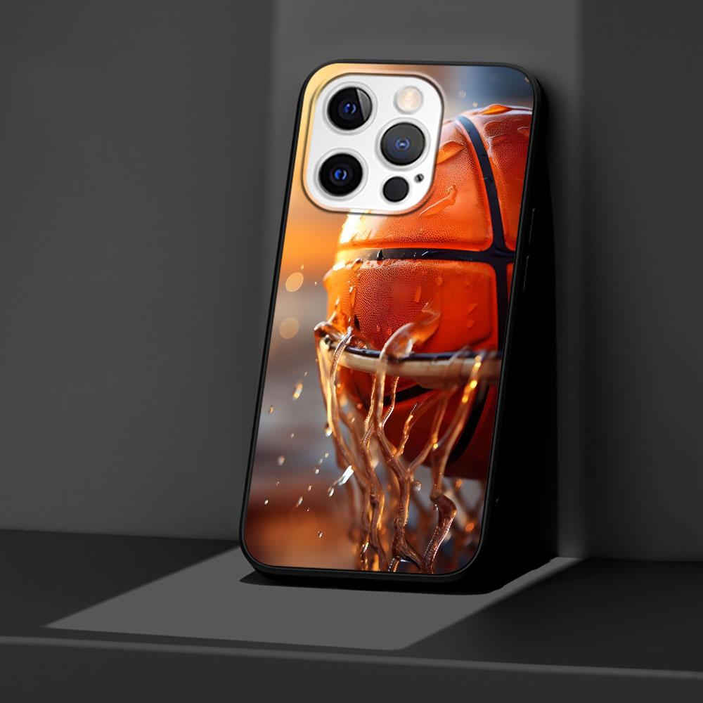Баскетбольное кольцо Спортивный чехол для Apple iPhone 14 11 7 SE 2020 8 X XS 13 12 Mini XR 15 Pro Max Силиконовый Черный Мягкая крышка для телефона