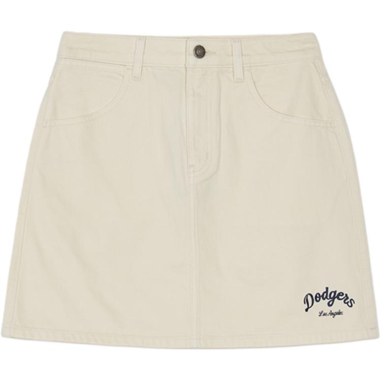 Новые джинсовые мини-юбки MLB Varsity Los Angeles Dodgers женские темно-кремовые 3FDSV0144-07CRD