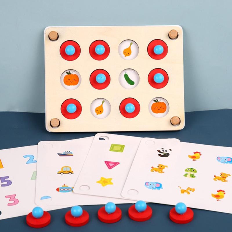 Montessori Educational Wooden Kids Toys Memory Games Match Fruit Animals Interactive Toys for Children