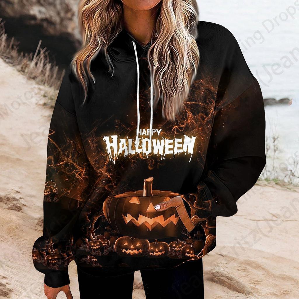 Happy Halloween 3D Print Hoodie Women Fashion Oversize Hoodies Women Sweats Halloween Hoodie Sweatshirt Women Sports Suits Coat