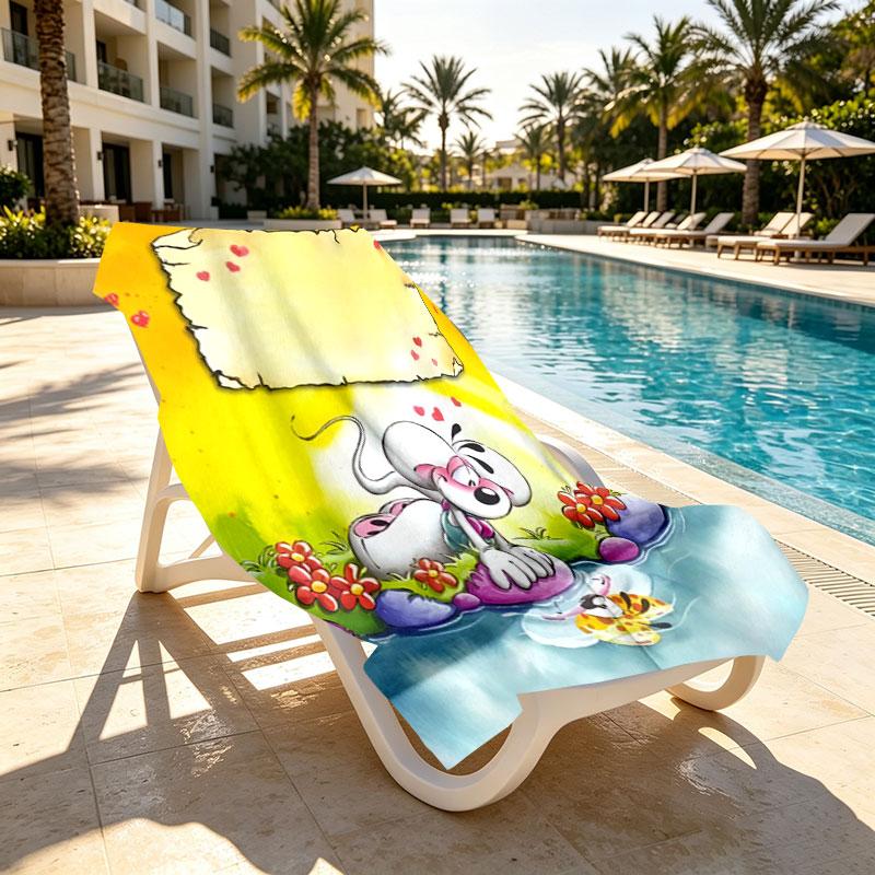 Diddl Print Beach Towel Design, Soft, Lightweight. for Home Bathroom, Spa, Pool, Yoga, Surfing, Camping, Gift for Family, Friend
