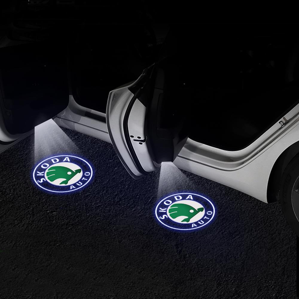 ZDVK6 2/4pcs Car Door Welcome Lights for Skoda Superb 2009 2013 2014 Superb CONBI B8/3V 2015-2024 Logo Projector Ghost Shadow Lamp