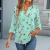 3/4 Sleeve Tops For Women T-Shirt Casual Flared Sleeves Print Tunic V Neck Pullover Blouse