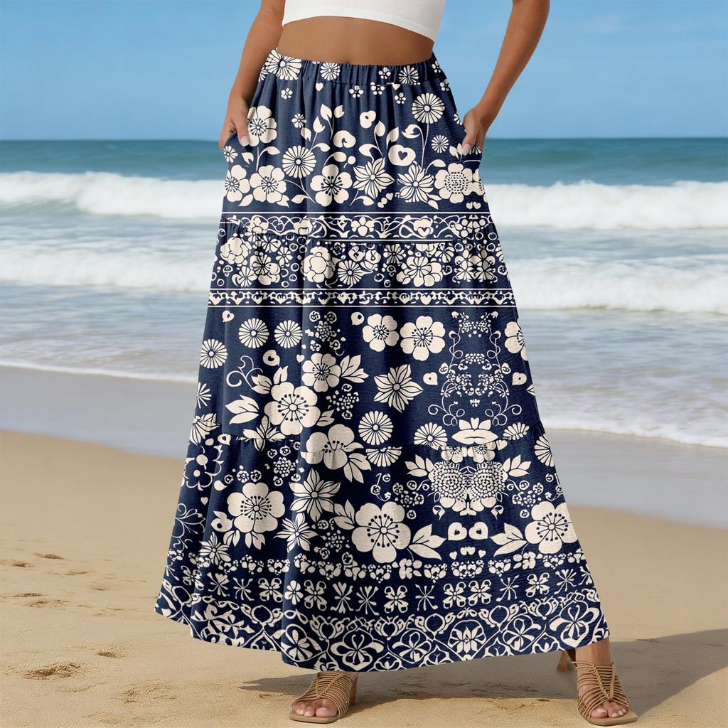 Женская Повседневная Юбка А-силуэта с Высокой Талией и Шнурком Цветная Юбка С Карманами