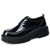 2025 New Designer Platform Shoes for Men Lace Autumn Winter Increase Patent Leather Shoes Male Fashion Solid Color Casual Shoe