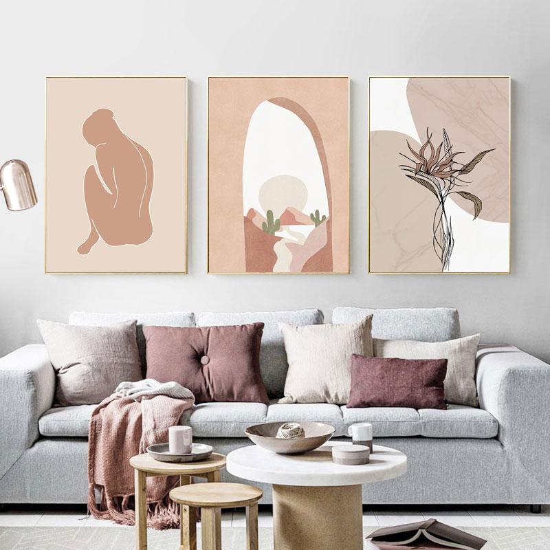Абстрактное солнце, настенная живопись, постеры и принты в стиле бохо, цветочное лицо, холст, принт, обнаженная женщина, настенные картины для декора гостиной