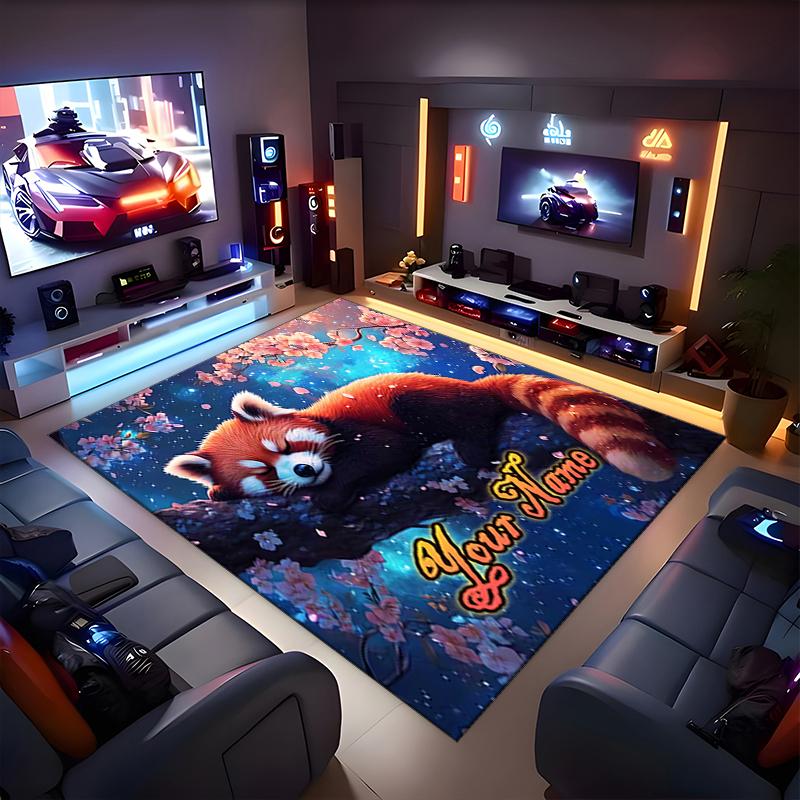 1PC Custom Name Panda Dreams Blossoms Theme Floor Mat Ideal for Living Room, Game Rooms, Office, Bedroom,Floor Mat Playful Design