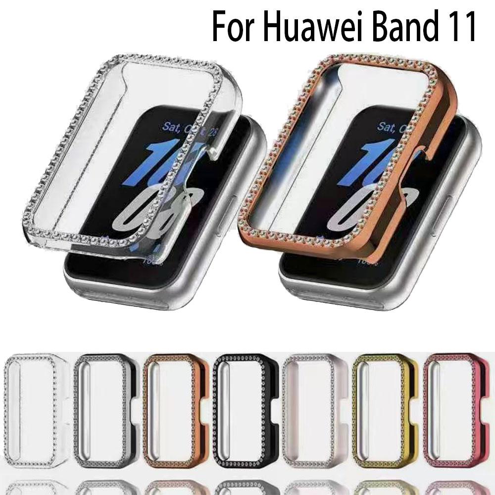 Блестящий полый защитный чехол для Huawei Band 11, чехол с бриллиантовой кристаллической оболочкой, жесткая защитная крышка для умных часов, модный бампер