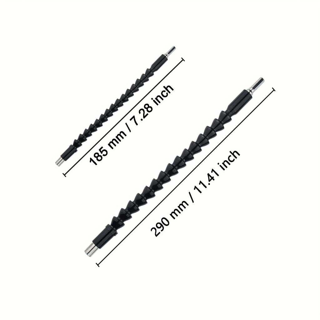 360-Degree Rotation Flexible Drill Bit Holder - High Carbon Steel, Hexagonal Head, Durable Black Coil Cable, Ideal for Drilling and Rotating Tools,