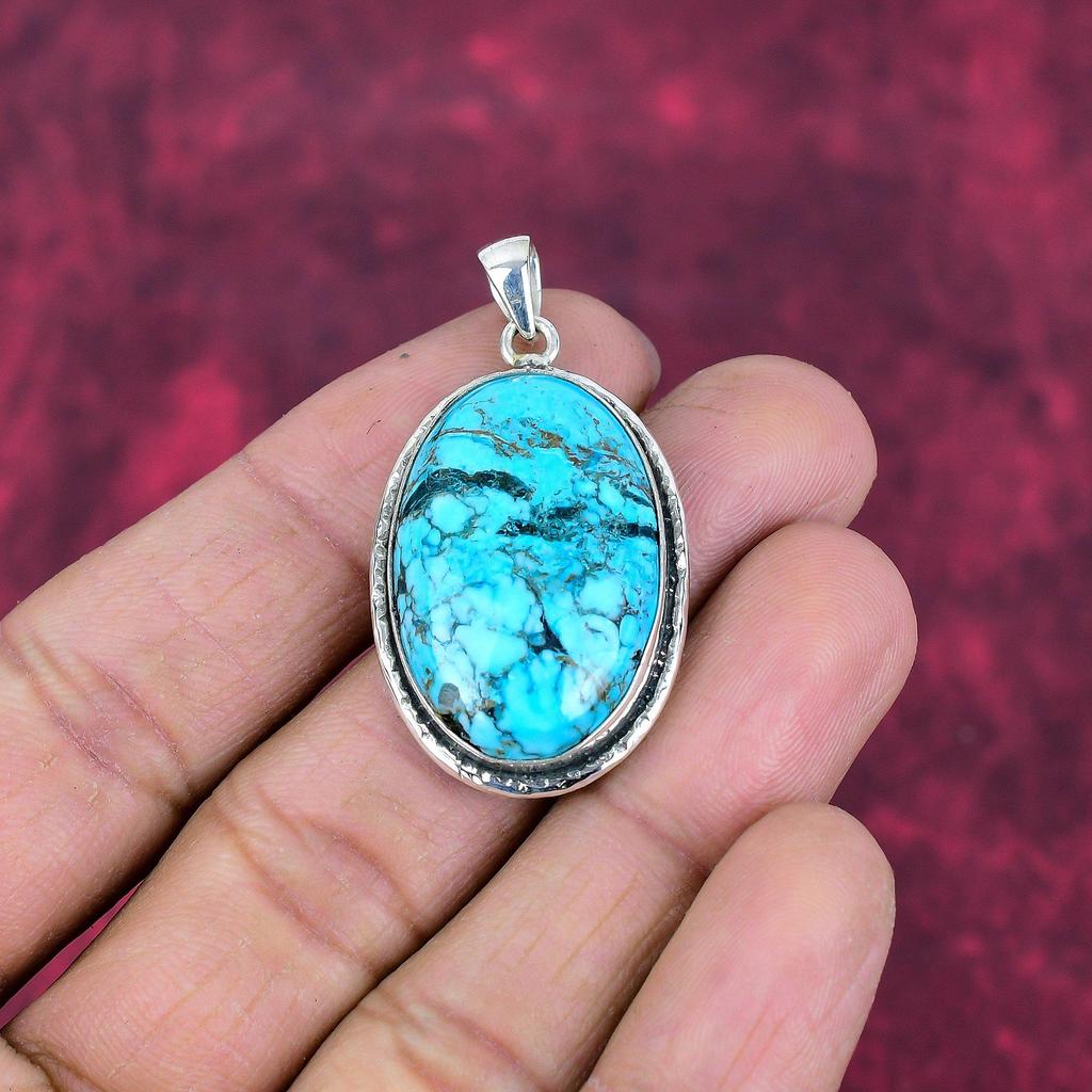 Бирюзовый кулон, Драгоценный камень 925 Проба Стерлинговое серебро Ювелирный кулон, Украшения ручной работы Кулон с камнем рождения, Подарок для него