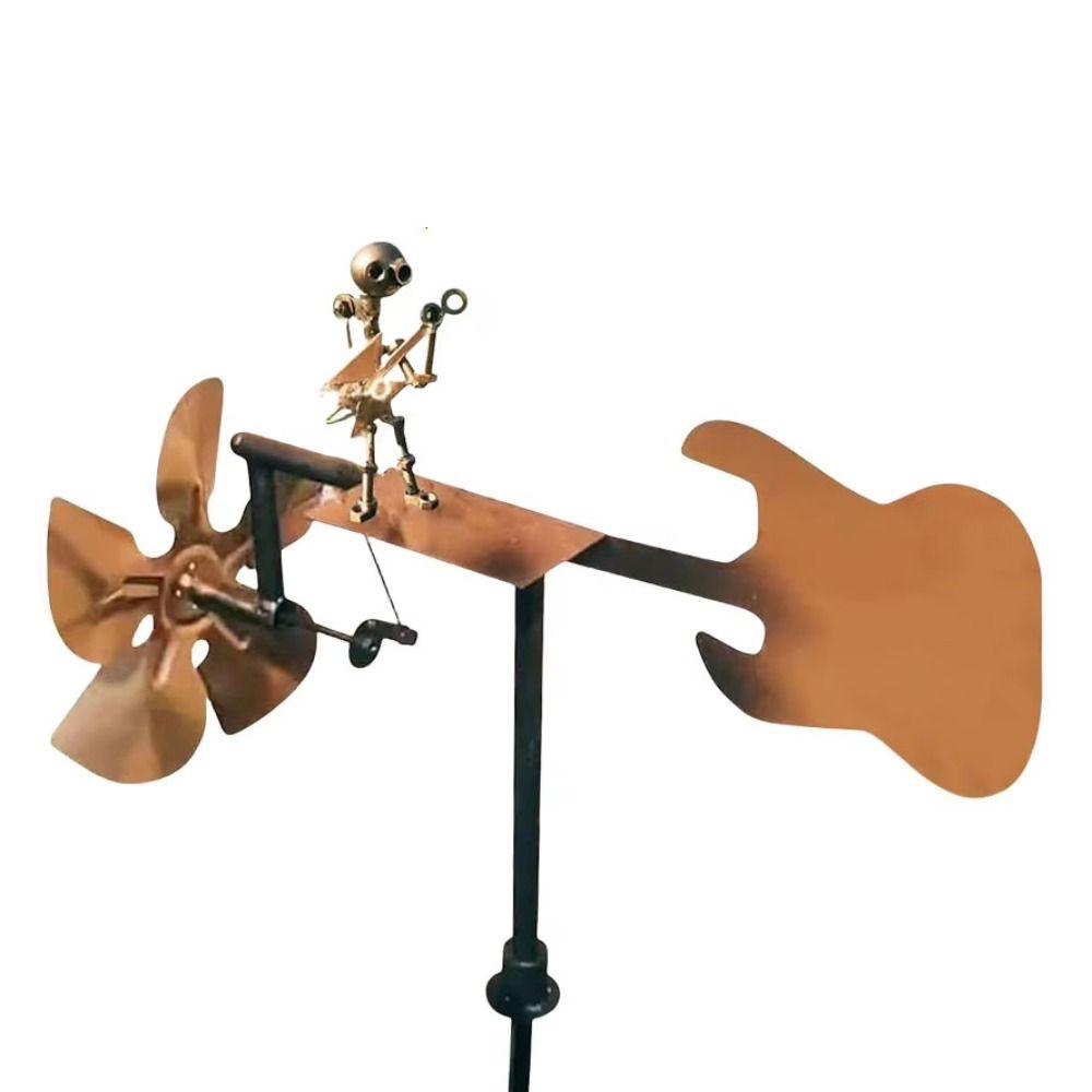 Durable Percussionist Figurine Metal Wind Spinner Rockin Art Figurine Plant Decor