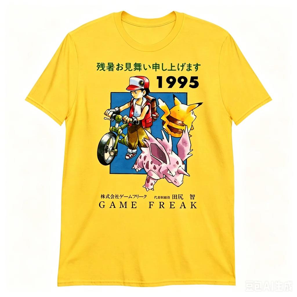 Latest Adult and Children's Pok É Mon 1995 Retro First Generation Three Family Characters Loose Cotton Oversized Unisex Streetwear Trendy Cotton