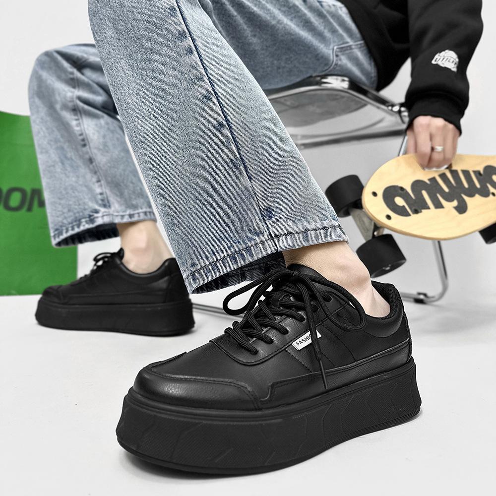 Fashion Men's Platform Skate Shoes Breathable Lace-Up Sneakers Comfort-Fit Design Spring-Summer Casual Footwear Urban Style Thick Sole