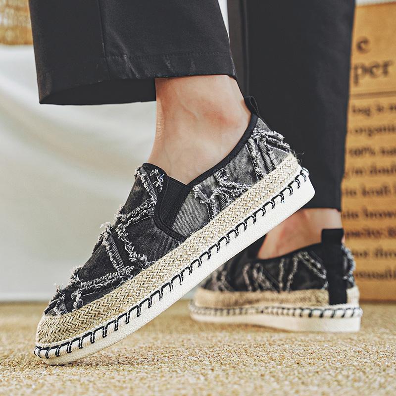 2024 Summer Vintage Men's Casual Shoes Low-cut Designer Espadrilles Men Canvas Shoes Slip-on Comfy Flat Drying Shoes Man Loafers