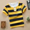 Детская рубашка-поло из чистого хлопка в полоску с короткими рукавами для мальчиков 0–15 лет. Детская одежда с новыми лацканами для маленьких, средних и больших детей.
