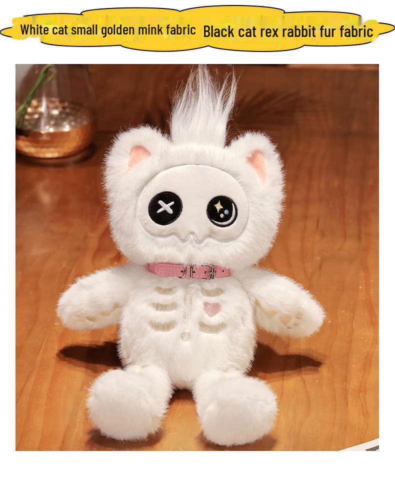 3D Plush Skull Cat Doll - Cute Cartoon Pillow and Creative Gift