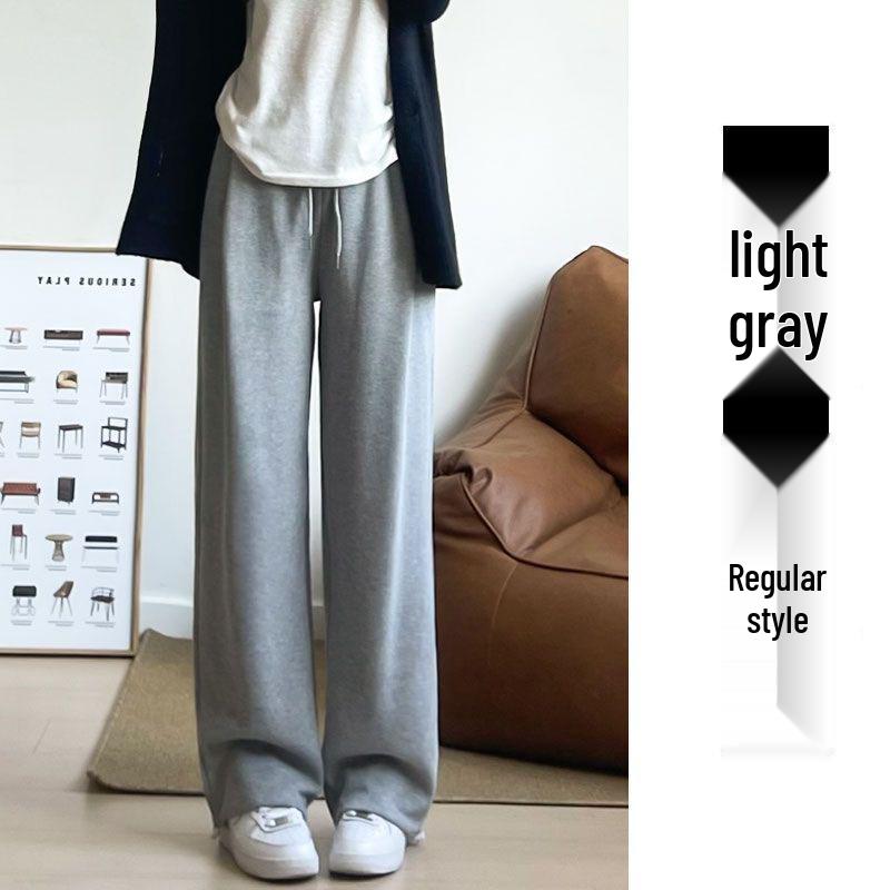 White-Grey Women's Wide-Leg Sweatpants - Summer 2024 Slimming Loose-Fit Cuffed Joggers