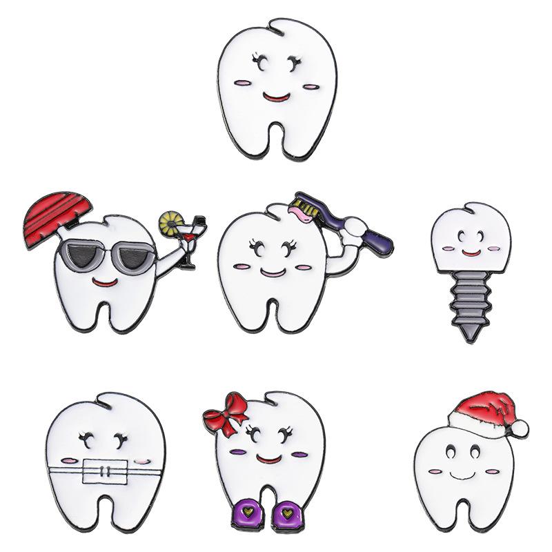 Трансграничная серия Fun Teeth: Любовь Зубы Защита Десен Мультяшная Брошь Подарок