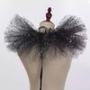 Victorian Retro Mesh Neck Ruff Collar Glitter Layered Ruffle Fake