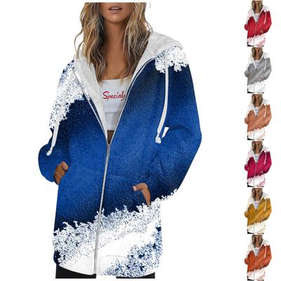 Женская осенне-зимняя модная толстовка с капюшоном на молнии с длинным рукавом, пуловер, спортивные рубашки для тренировок, повседневные топы с принтом и карманами