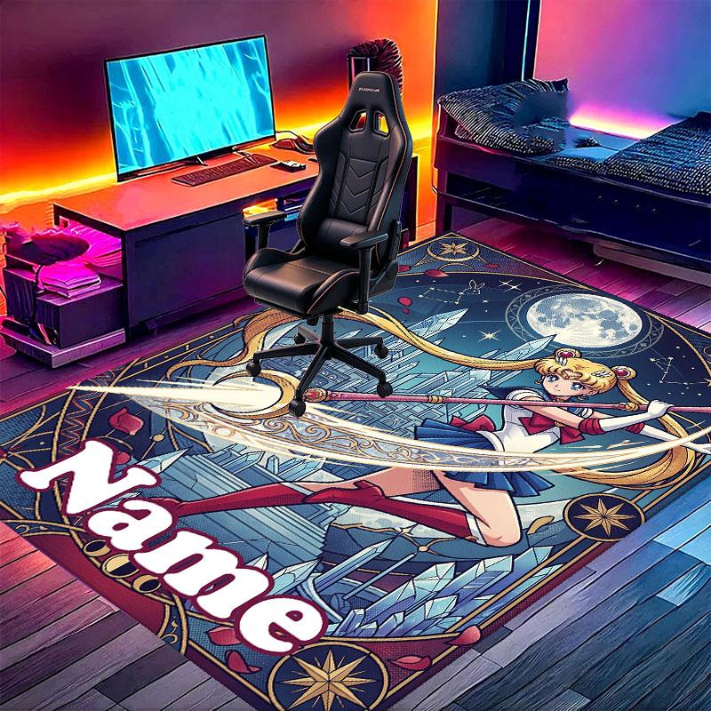Custom Name Personalized Sailor Moon Print Carpet, Versatile Home Decor Rug, for Playroom, Apartment, Balcony, Entryway, Hallway Gift