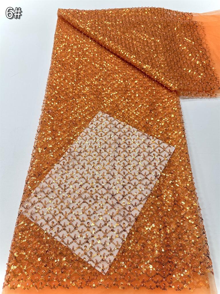 Небесно-голубое африканское кружево с пайетками 2025 Высококачественное кружево Вышивка Нигерийская сетка Ткань с бусинами Французское для свадебного платья