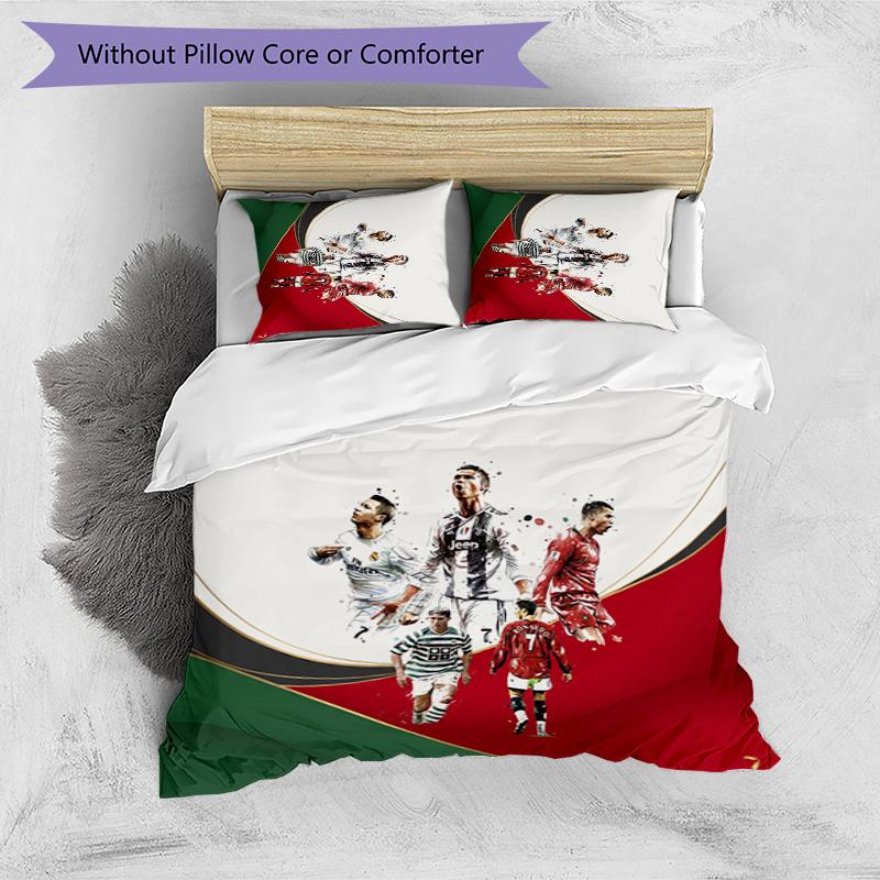 Cristiano Ronaldo Printed Bedding 3 Piece Set Cozy Breathable Bed Cover Set as Housewarming Holiday Gift