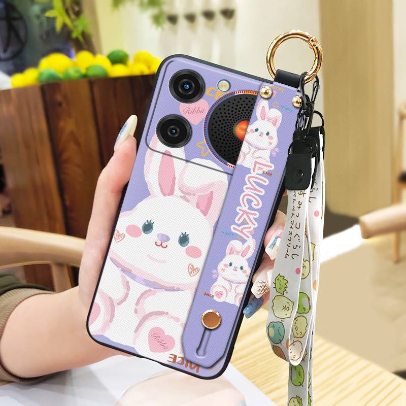 Silicone Wrist Strap Phone Case For ZTE Nubia Music Lanyard Durable Wristband Soft case Ring Anti-knock Cartoon Cute