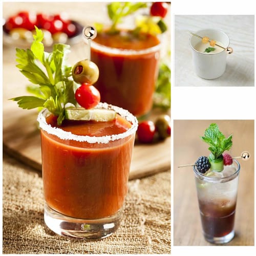 10-Piece Cocktail Stick Set, Stainless Steel Fruit Sticks, Reusable Drink Picks, Appetizer Toothpicks, Martini Glass Picks