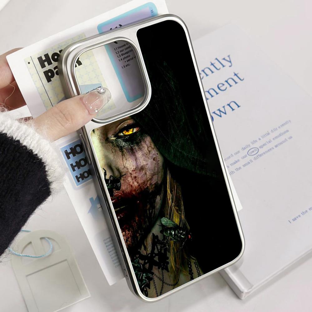 Pop ins thriller evil daughter poster Phone Case for iPhone 16 15 14 13 12 11 Pro Max Sheepskin Silver-edged protective case