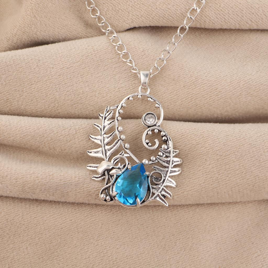 Натуральный швейцарский голубой топаз драгоценный камень 925 стерлинговое серебро ручной работы ювелирное изделие кулон 1,8" в подарок на годовщину CP-42-10