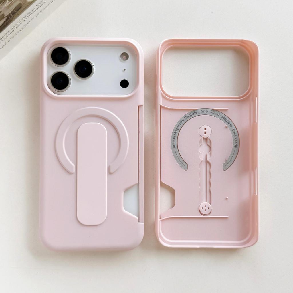 Apple 17 Pro Max Matte Magnetic Case with Invisible Stand and Card Holder for iPhone 16/15/14
