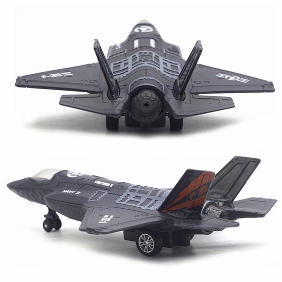 Большая модель истребителя F-35 из сплава с механизмом оттягивания, Музыкальный светодиодный самолет
