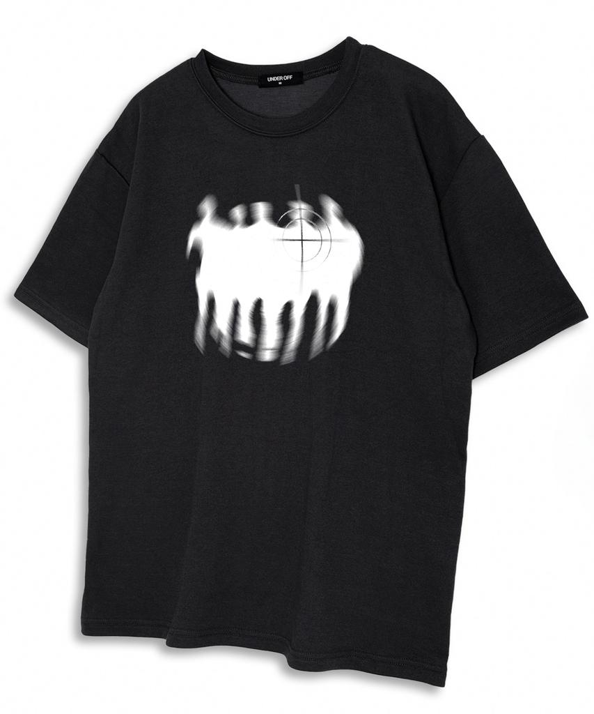 UNDEROFF Oversized Crew Neck Target Aim Logo Short Sleeve T-Shirt Black