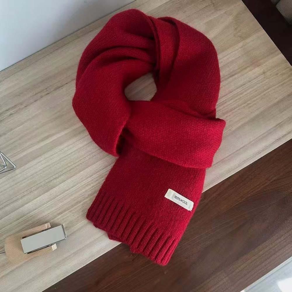 Solid Color Knitting Wool Scarf Cold-proof Winter Warmer Scarf Long Thickened Neckscarf Autumn