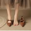 Single Shoes Women's Spring and Autumn New Pointed Head, Shallow Mouth, Low Heel, One-word Buckle, Mary Jane Shoes, Flat-soled Small Leather Shoes