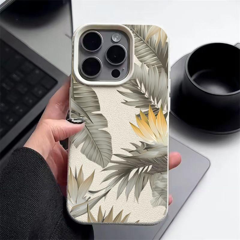 Мягкий ТПУ чехол для iPhone 16 16e 15 Pro Max 14 13 12 11 с принтом увядших листьев, противоударный, мягкий силиконовый чехол для телефона
