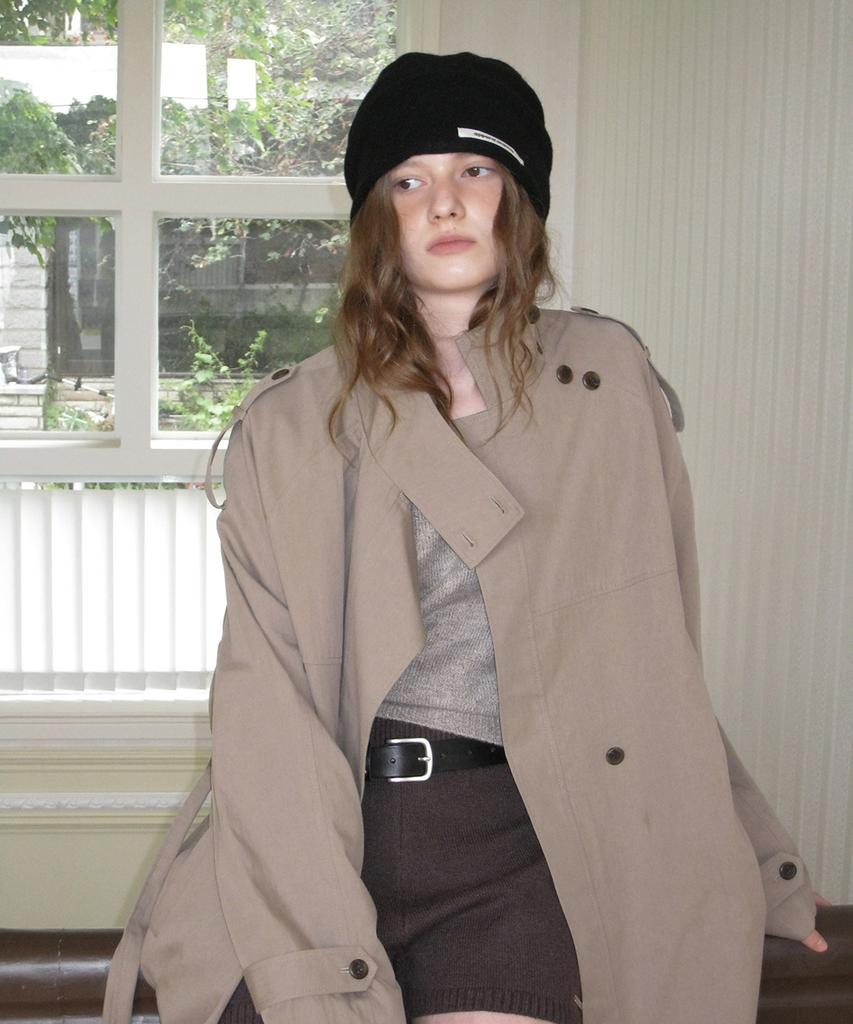 APPAREL ARCHIVE Nell High-Neck Half Trench Coat - Mocha Beige