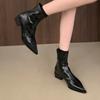Кожаные женские ботильоны с острым носком на среднем каблуке, сексуальная обувь 2025 года, тренд зимы, новый бренд, дизайнер, готические гладиаторские ботинки для женщин