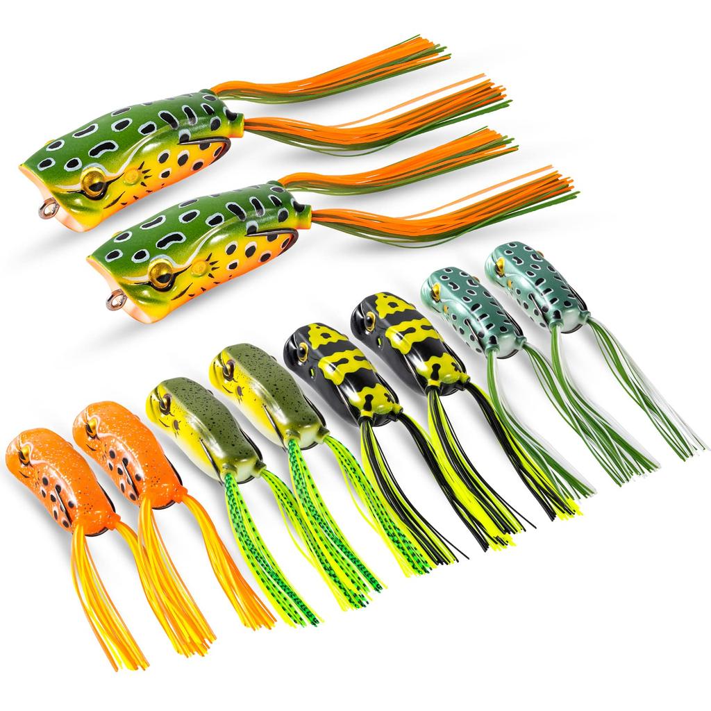 Goture Приманка Лягушка Поппер Тип 10 Штук Набор Приманок Мягкая Приманка Лягушка Приманка Лягушка Змееголов Приманка для Рыбалки Искусственная Приманка Ловля Басса Морская Пресноводная