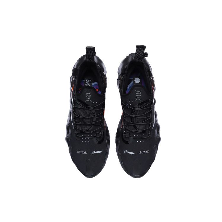 Баскетбольные кроссовки Li Ning Wu Xing 2 Mesh Fabric Synthetic Leather Non-Slip Wear Resistance Lightweight Low Top Men sneakers Black Orange AGBR029-2